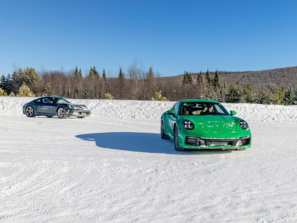 how to control a Porsche on slippery ice 